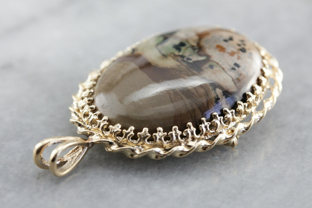 Stunning American Biggs Jasper Brooch or Pendant