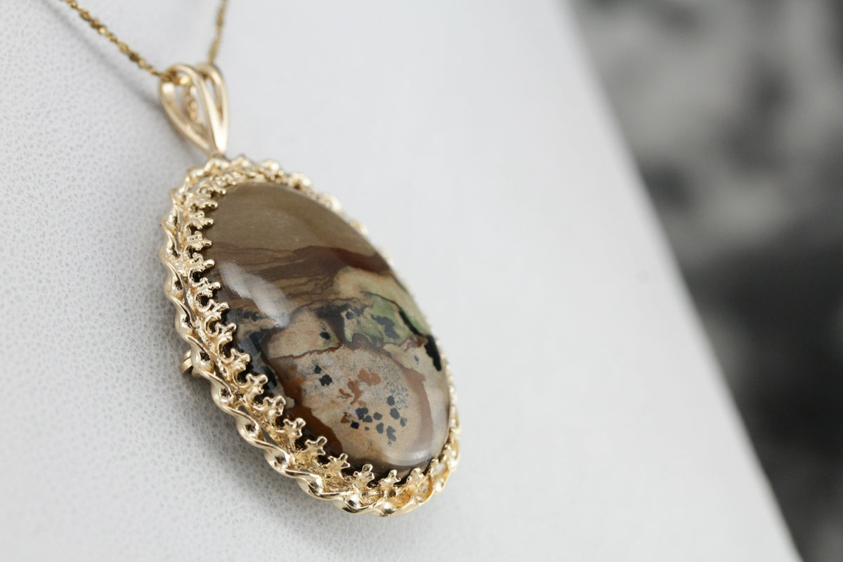 Stunning American Biggs Jasper Brooch or Pendant