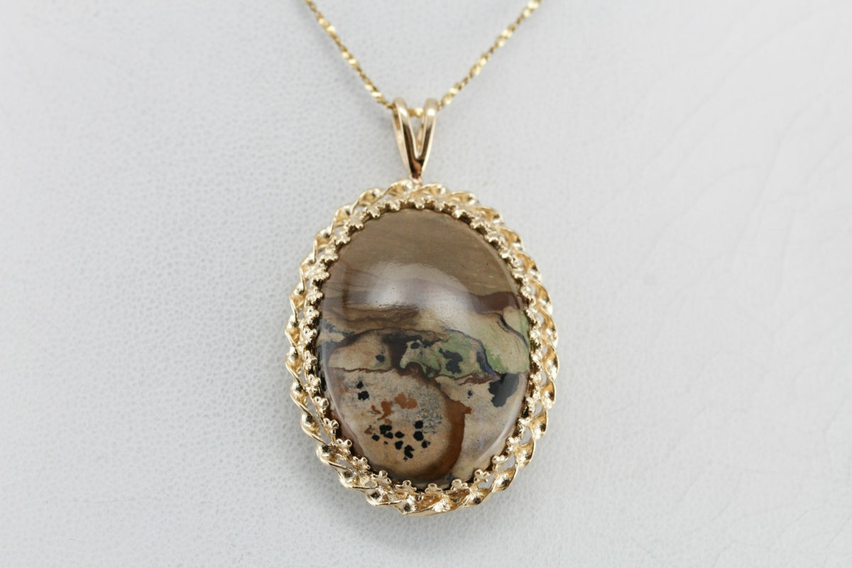 Stunning American Biggs Jasper Brooch or Pendant