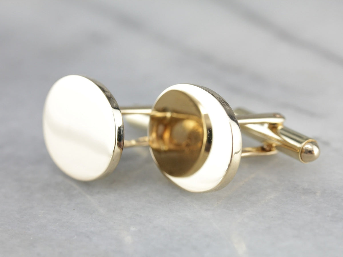 Heavy Polished Yellow Gold Cufflinks