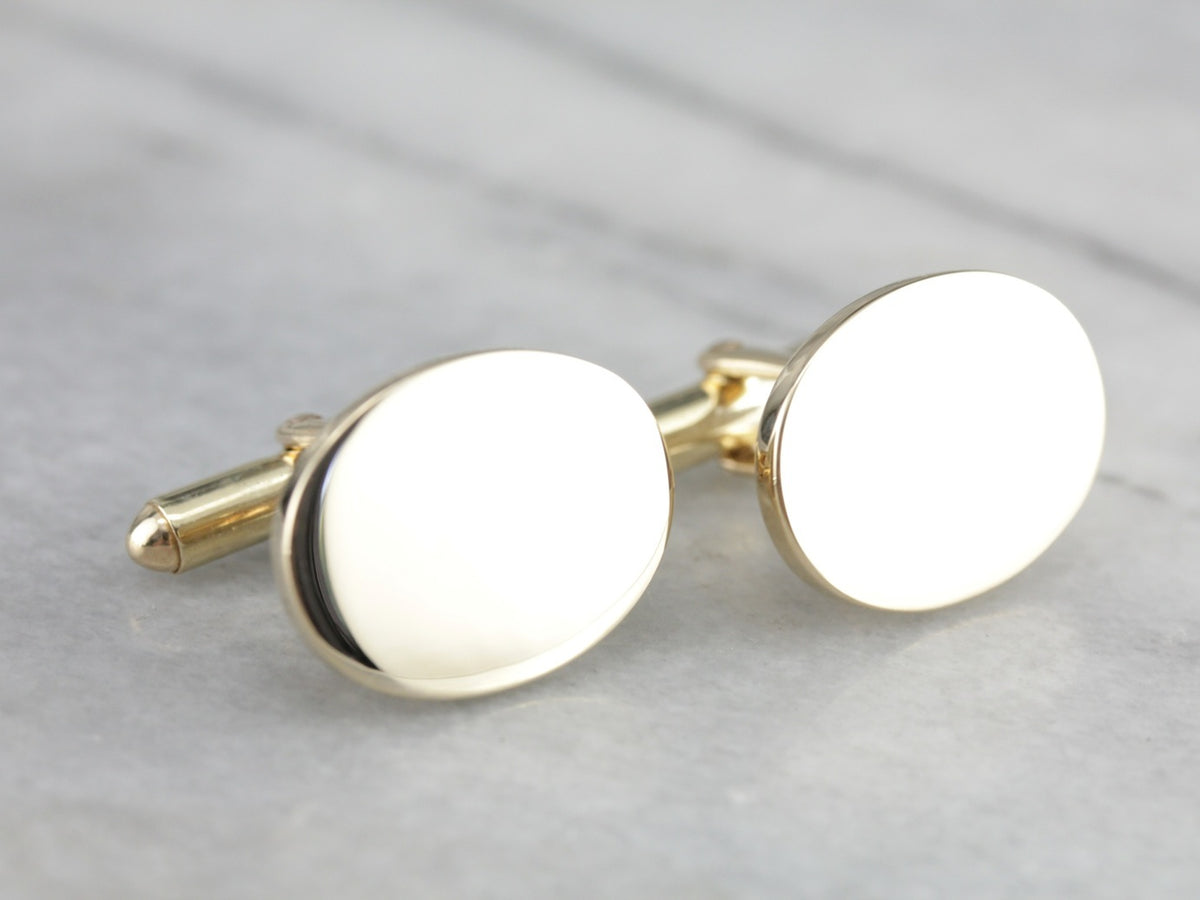 Heavy Polished Yellow Gold Cufflinks