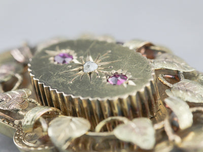 Victorian Botanical Diamond Brooch Pendant