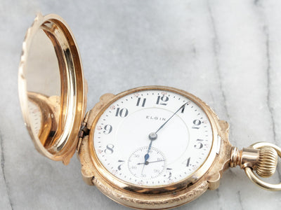 Antique Elgin Pastoral Gold Pocket Watch