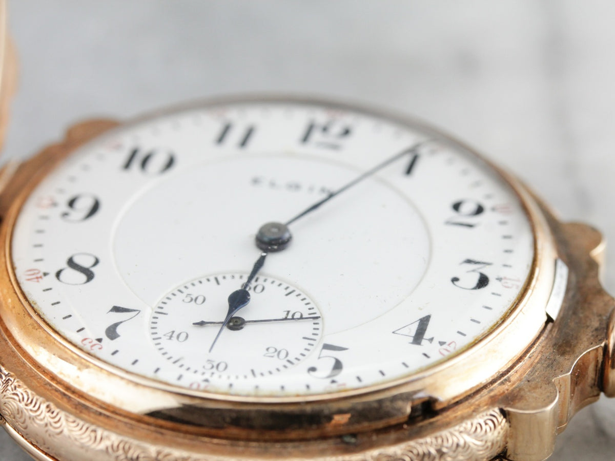 Antique Elgin Pastoral Gold Pocket Watch