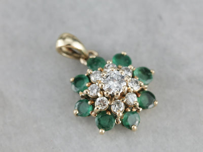 Floral Diamond Emerald Cluster Pendant
