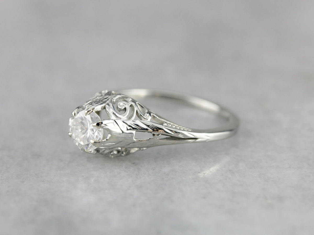 Belais Art Deco Diamond Filigree Engagement Ring