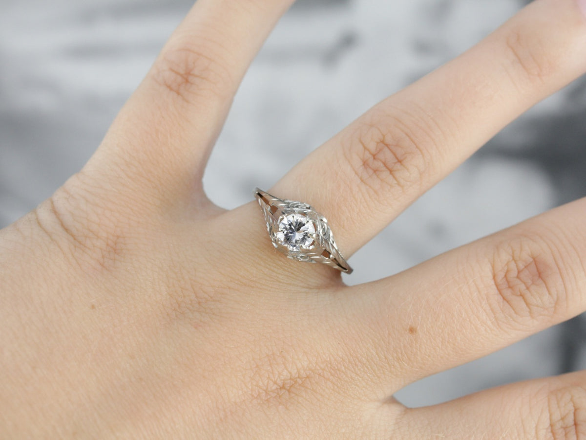 Belais Art Deco Diamond Filigree Engagement Ring