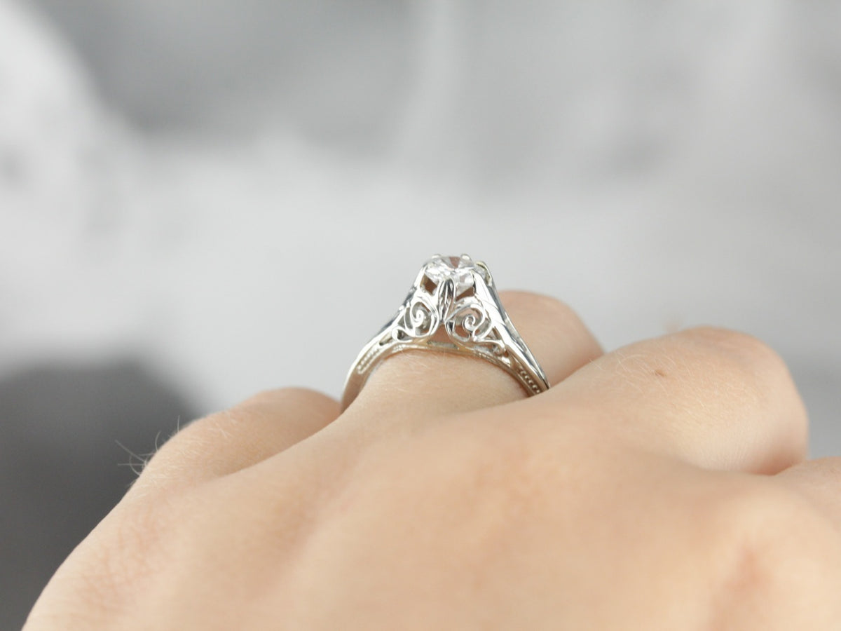 Belais Art Deco Diamond Filigree Engagement Ring