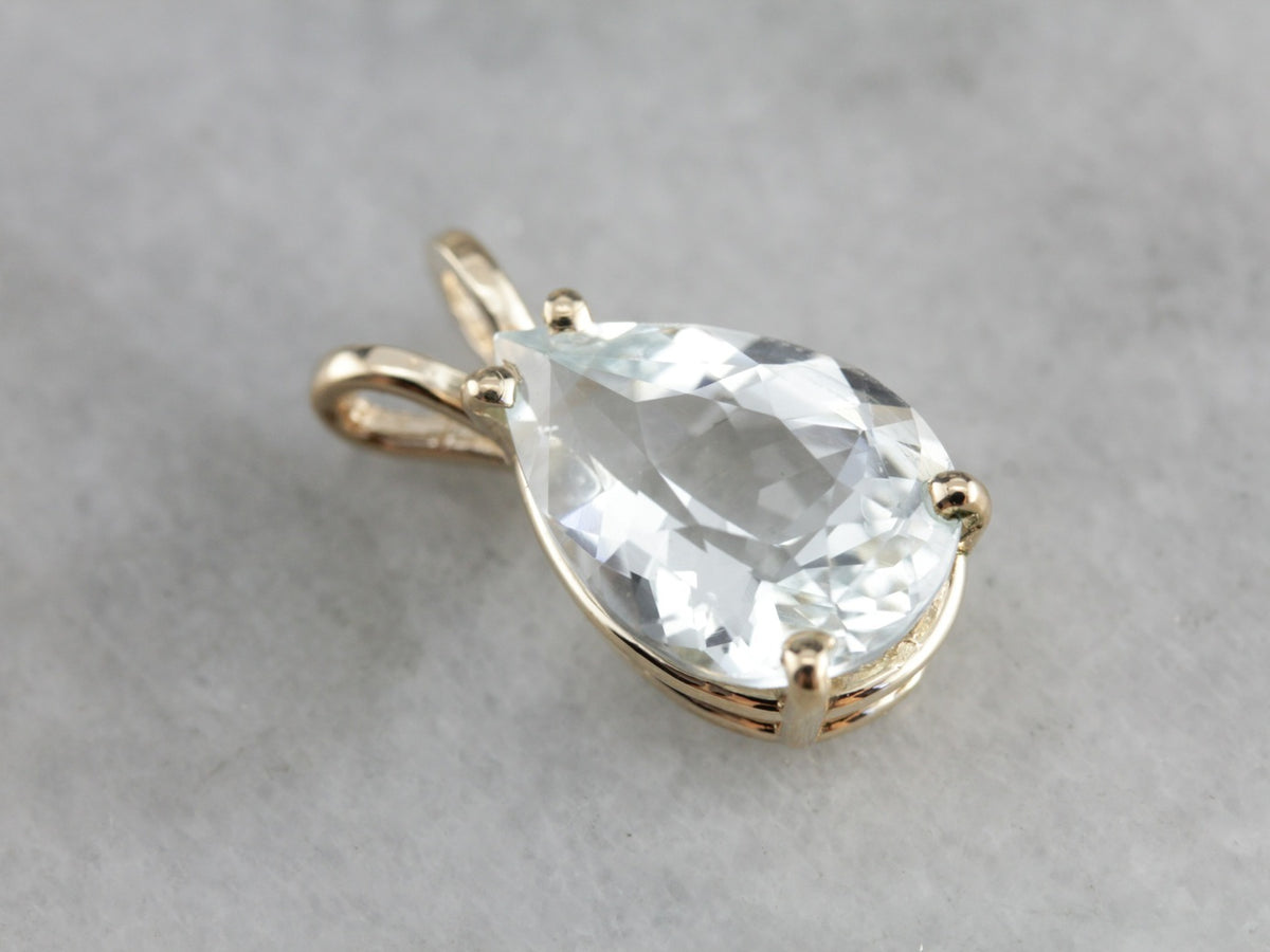 Pale Blue Topaz Teardrop Pendant