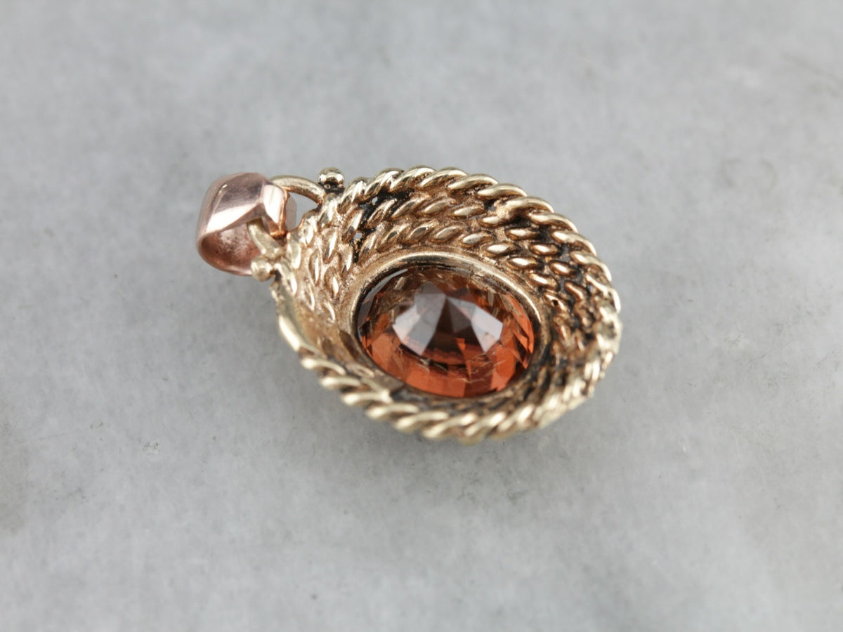 Vintage Orange Zircon Pendant