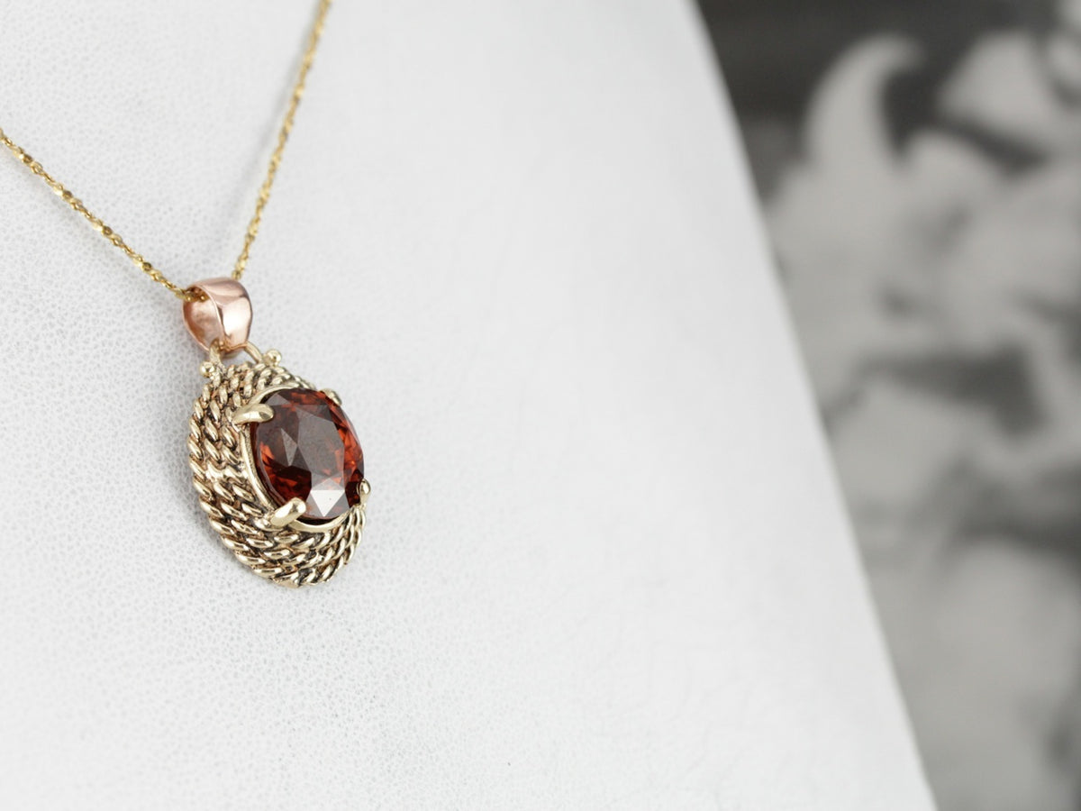 Vintage Orange Zircon Pendant