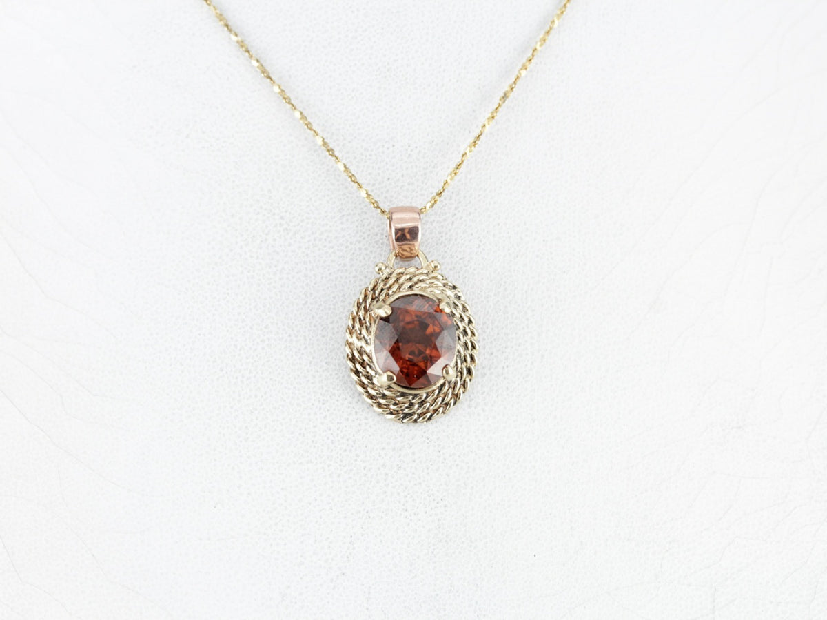Vintage Orange Zircon Pendant