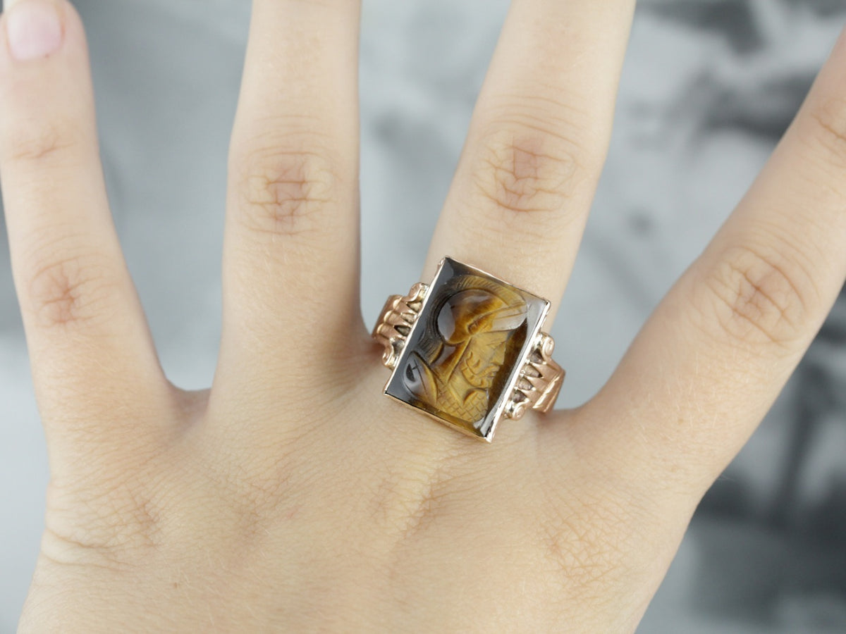 Victorian Tiger's Eye Cameo Ring