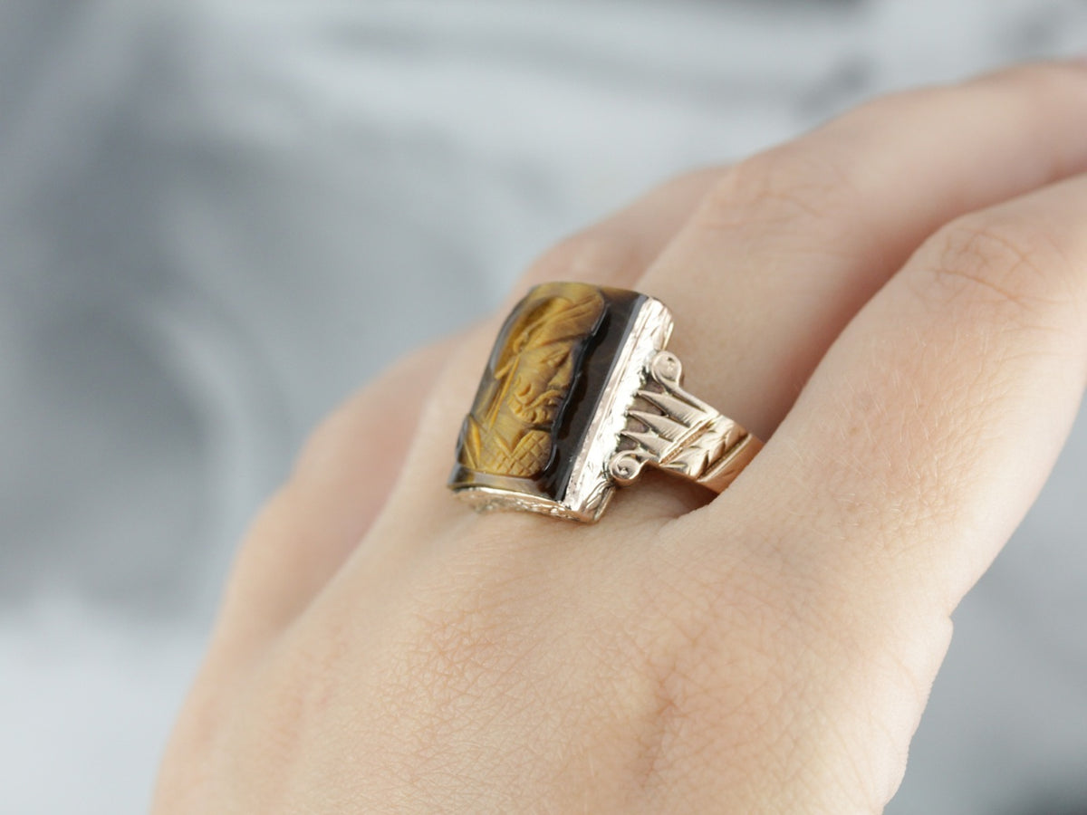 Victorian Tiger's Eye Cameo Ring