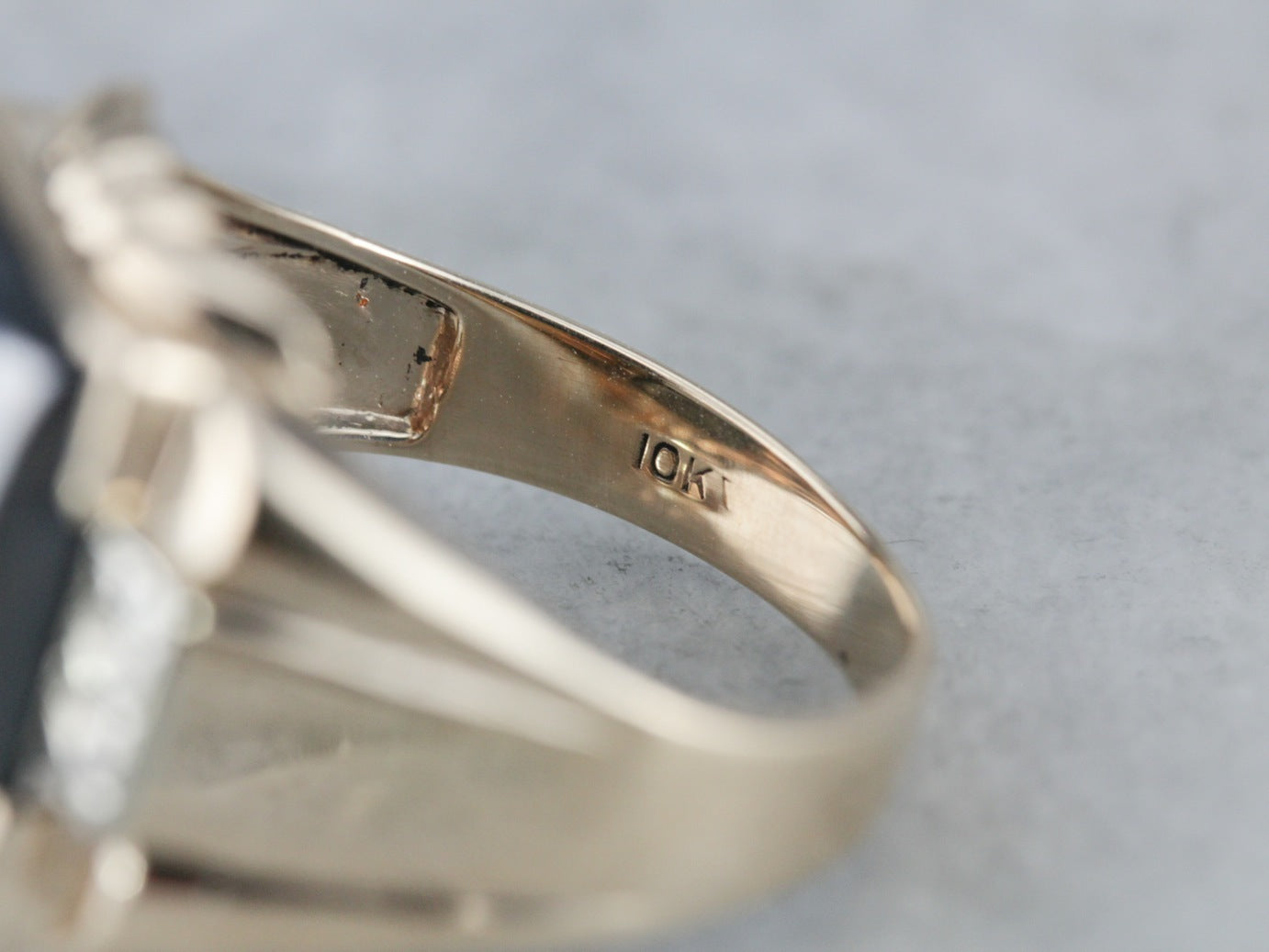 Retro Era Hematite Intaglio Statement Ring