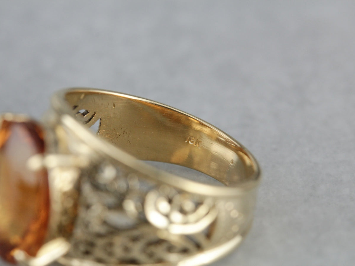 Fine Filigree Citrine Statement Ring