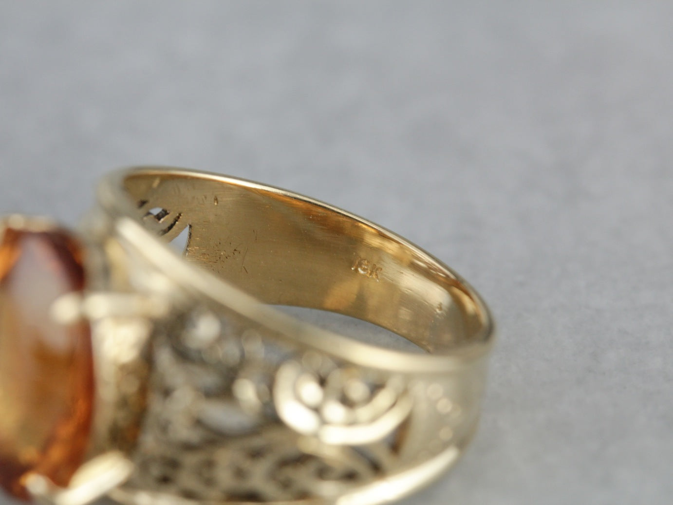 Fine Filigree Citrine Statement Ring