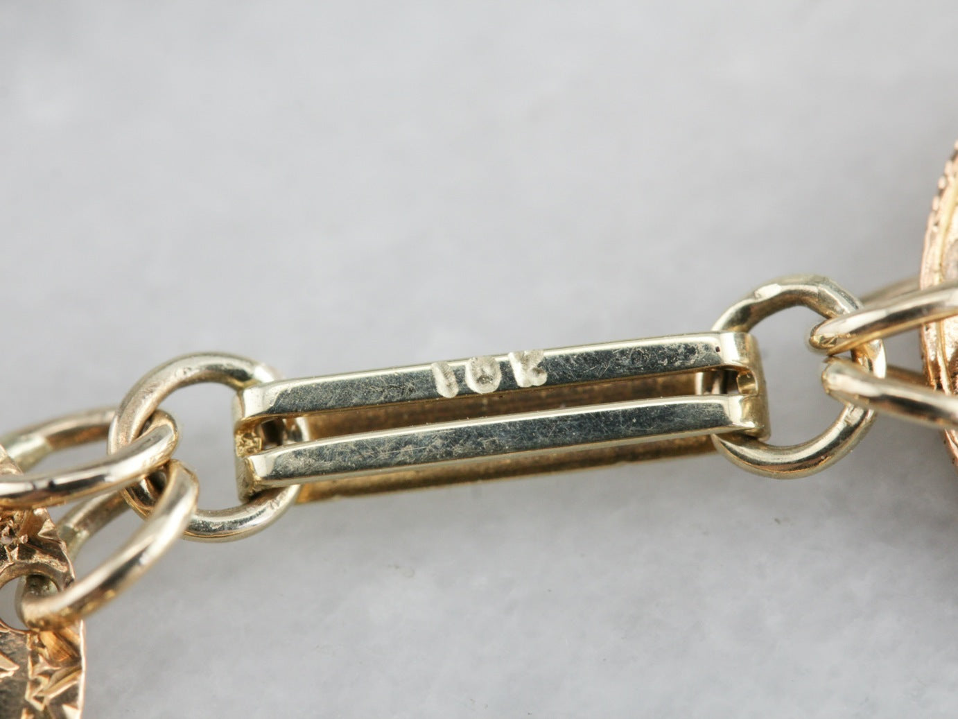 Signet Coin Gold Link Bracelet