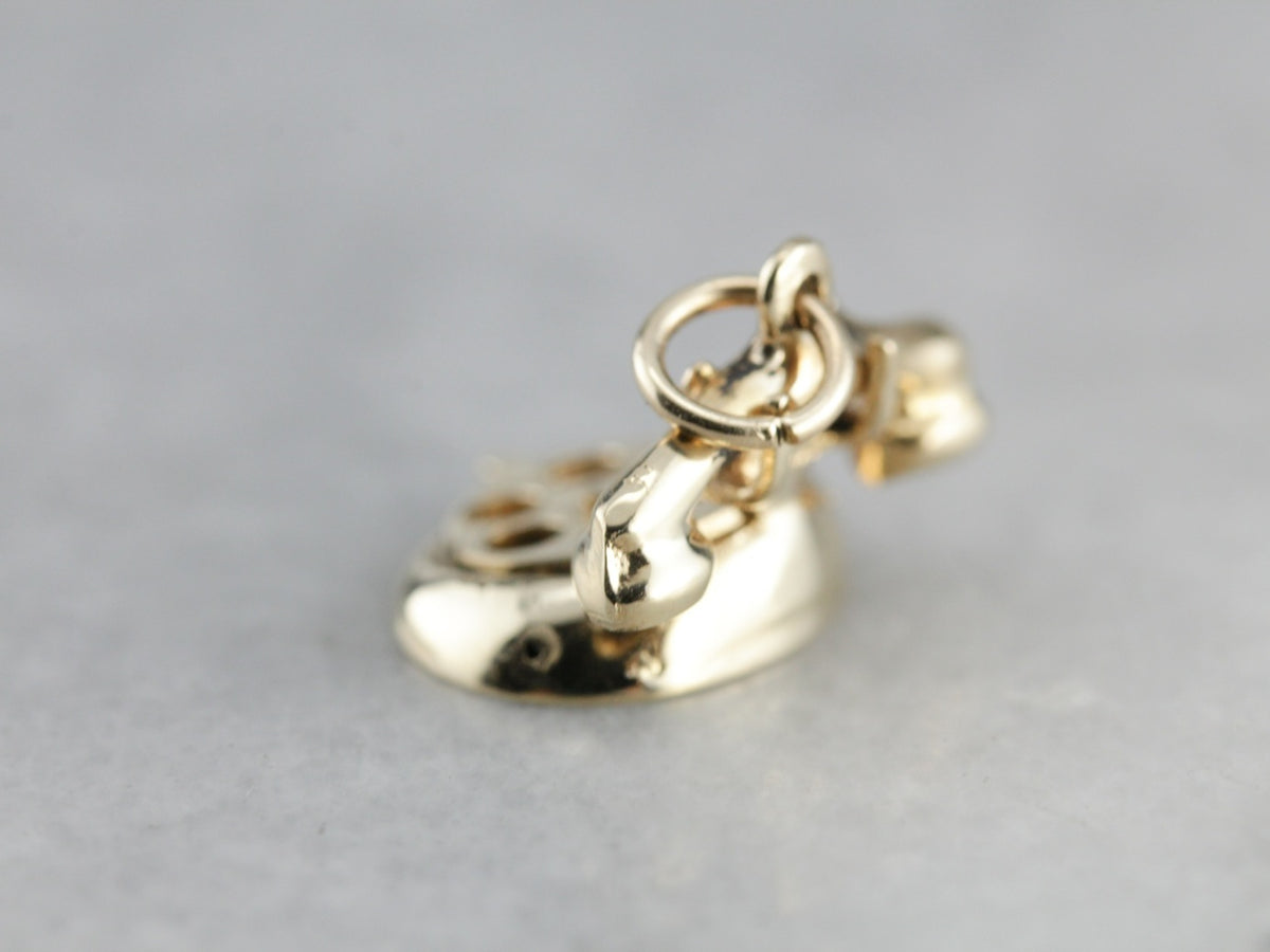 Vintage Gold Telephone Charm