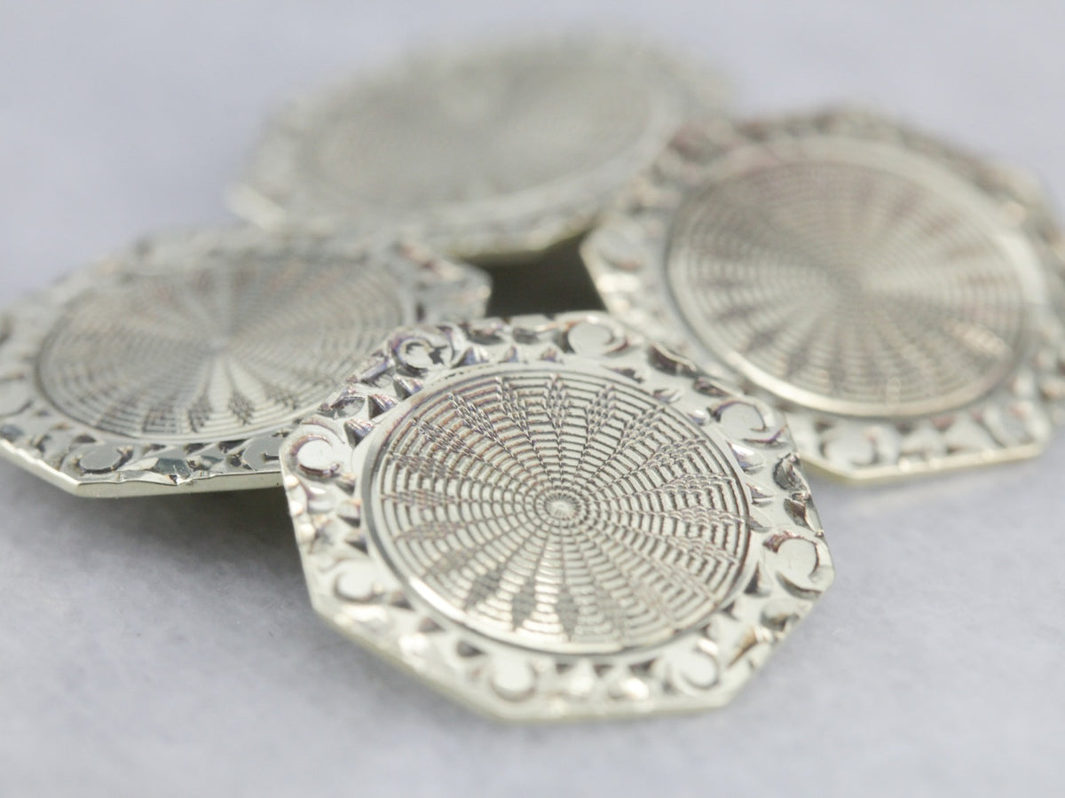 Vintage Engraved Octagonal Gold Cufflinks