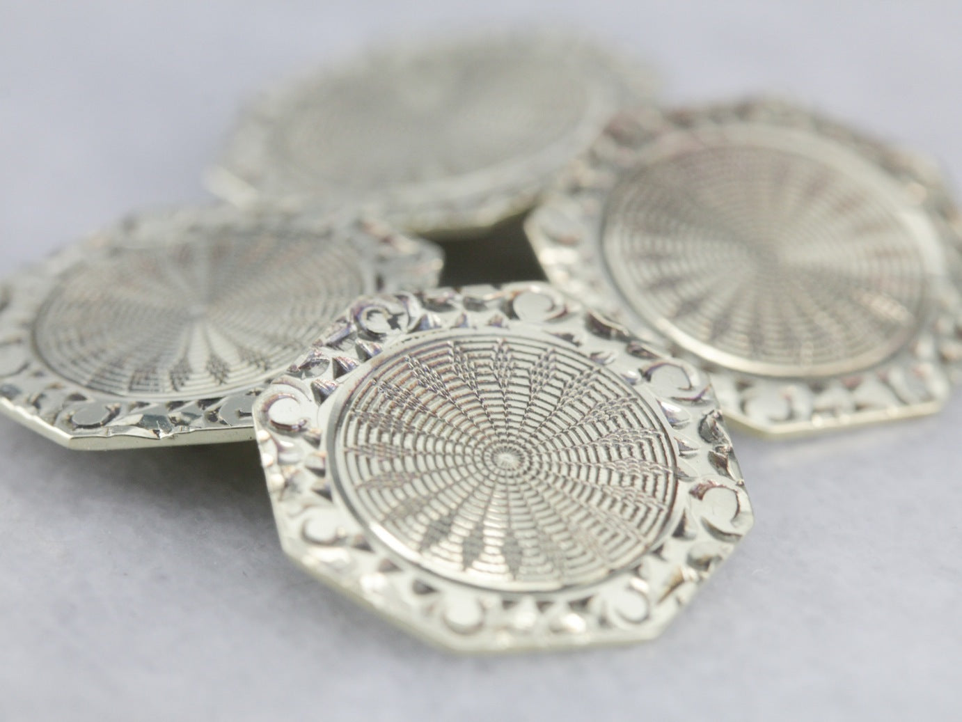 Vintage Engraved Octagonal Gold Cufflinks