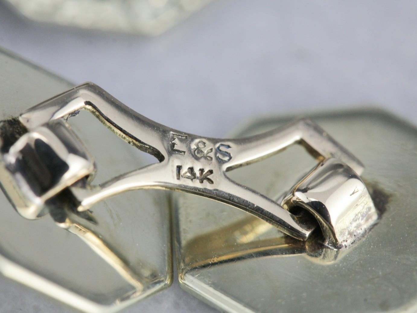 Vintage Engraved Octagonal Gold Cufflinks