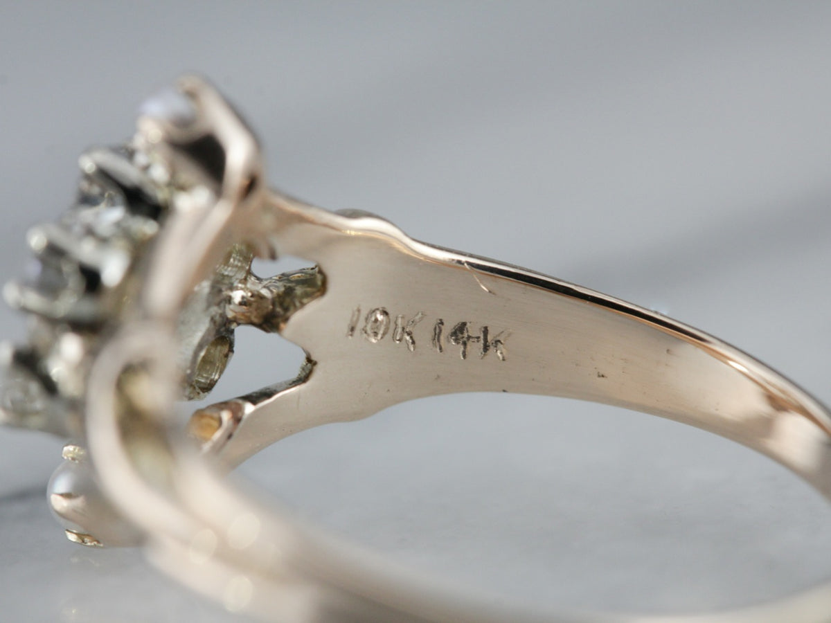 Diamond Cluster Seed Pearl Cocktail Ring