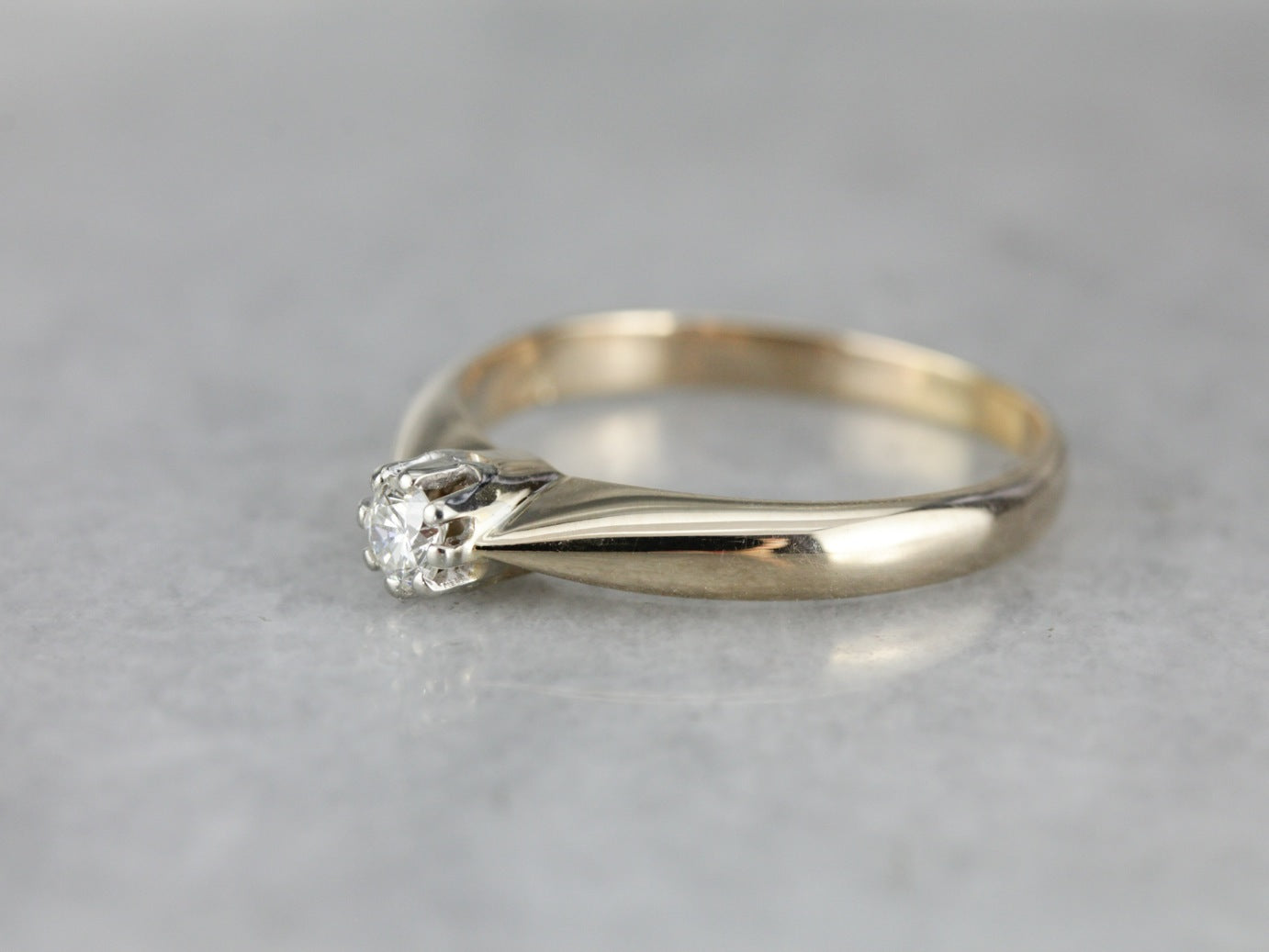 Vintage High Profile Diamond Solitaire Engagement Ring
