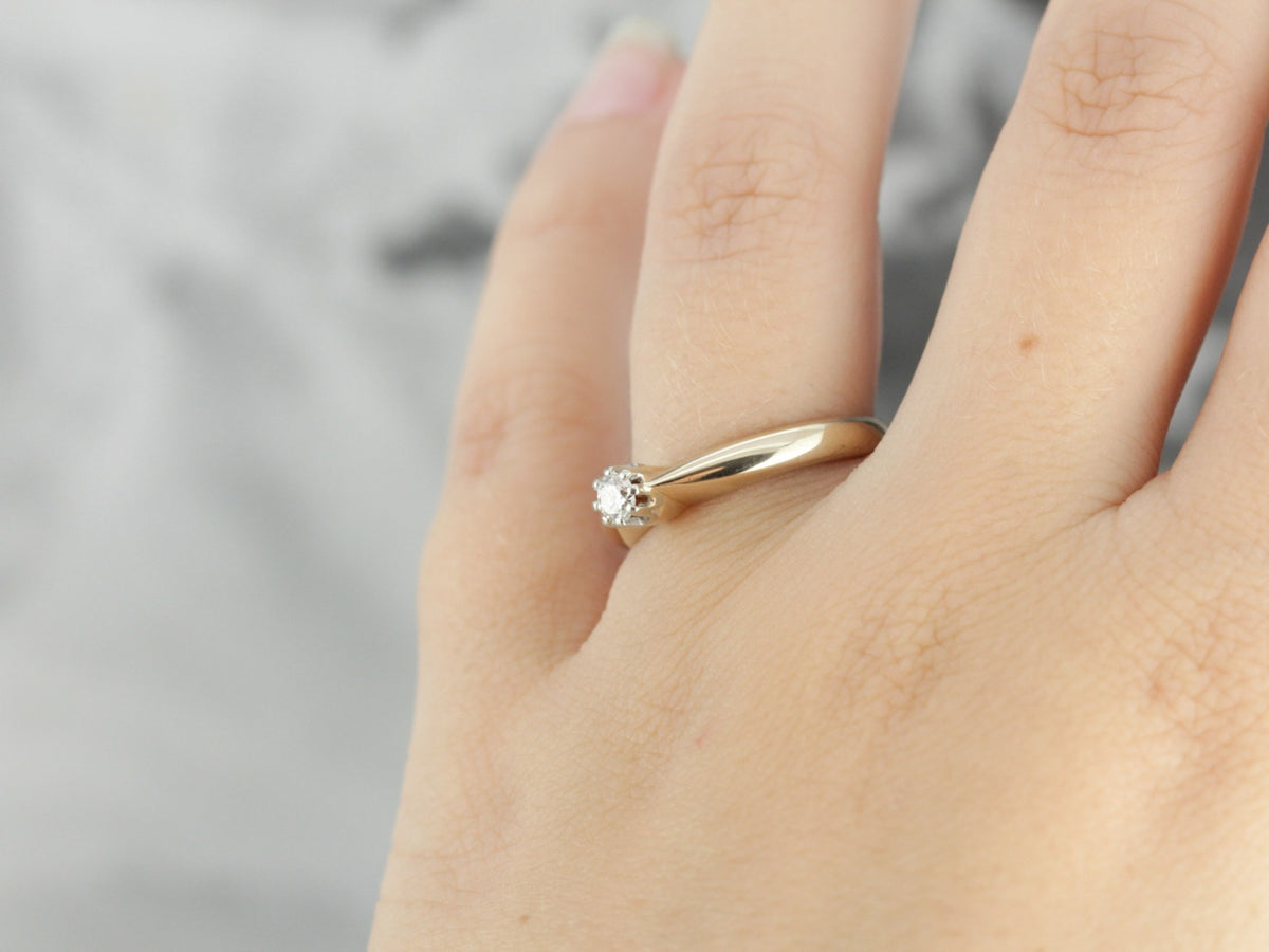 Vintage High Profile Diamond Solitaire Engagement Ring