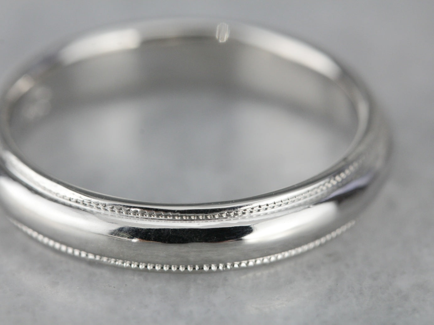 Sleek Milgrain Platinum Wedding Band