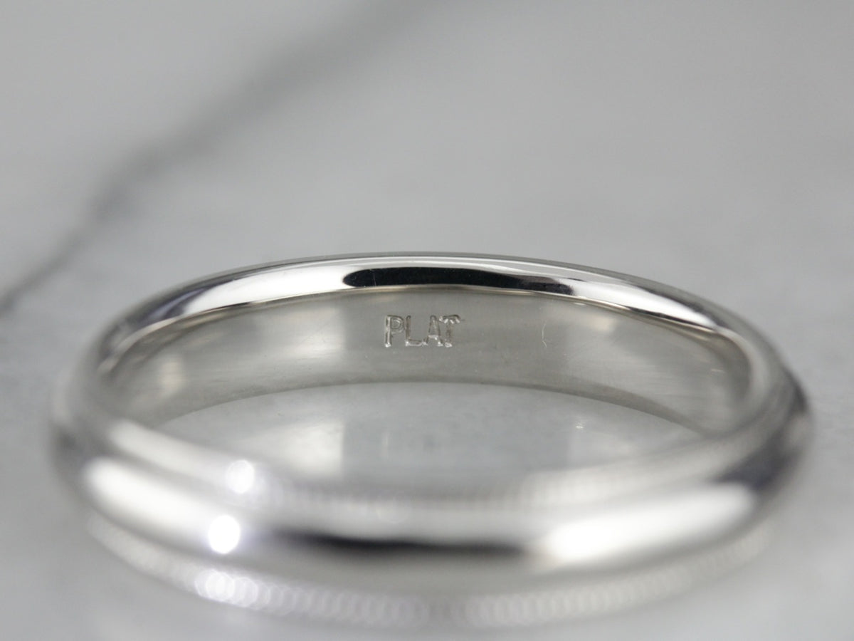 Sleek Milgrain Platinum Wedding Band