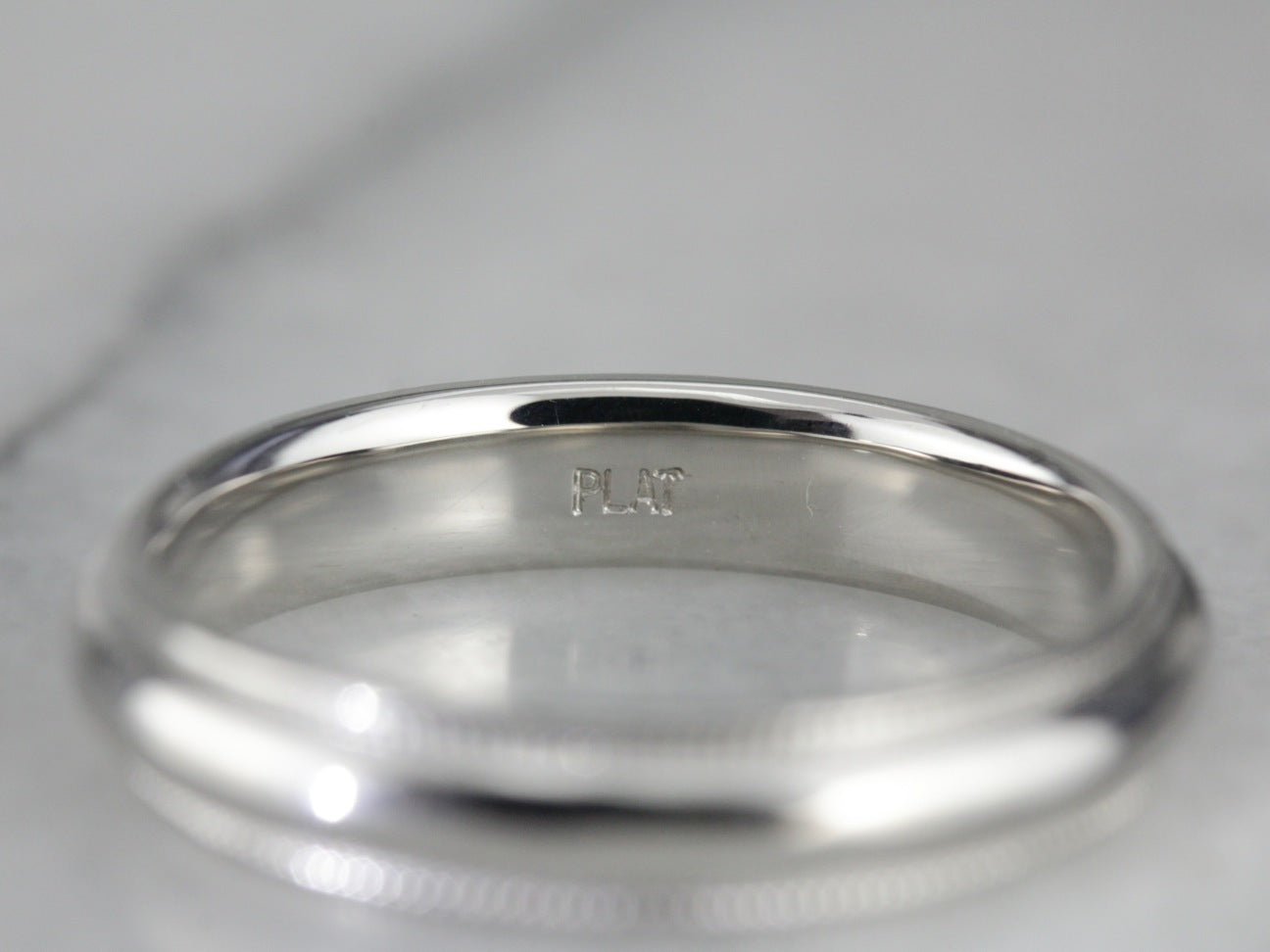 Sleek Milgrain Platinum Wedding Band