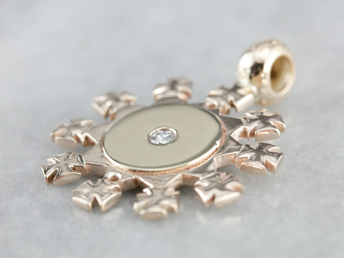 Ornate Diamond Gold Medal Pendant