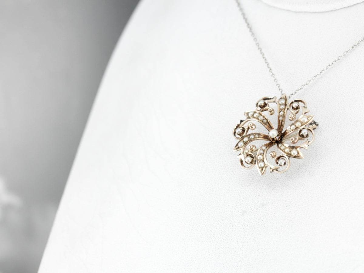 Victorian Pearl Brooch or Pendant