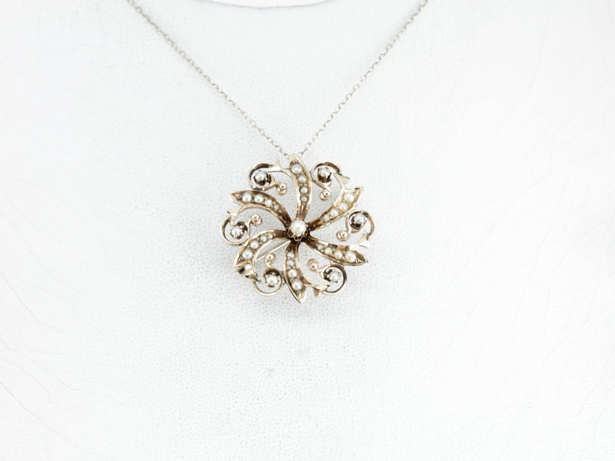 Victorian Pearl Brooch or Pendant