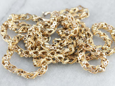 Ornate Twisted Link Gold Chain Necklace