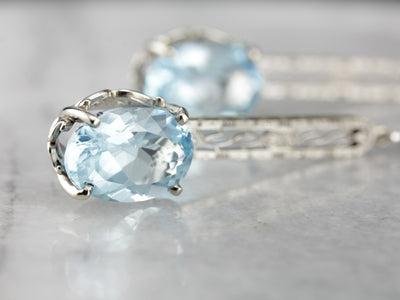 Bridal Blue Topaz Drop Earrings