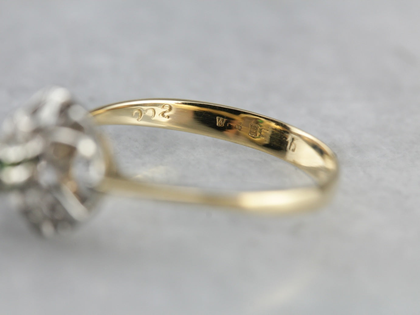 Demantoid Garnet Starburst Solitaire Ring