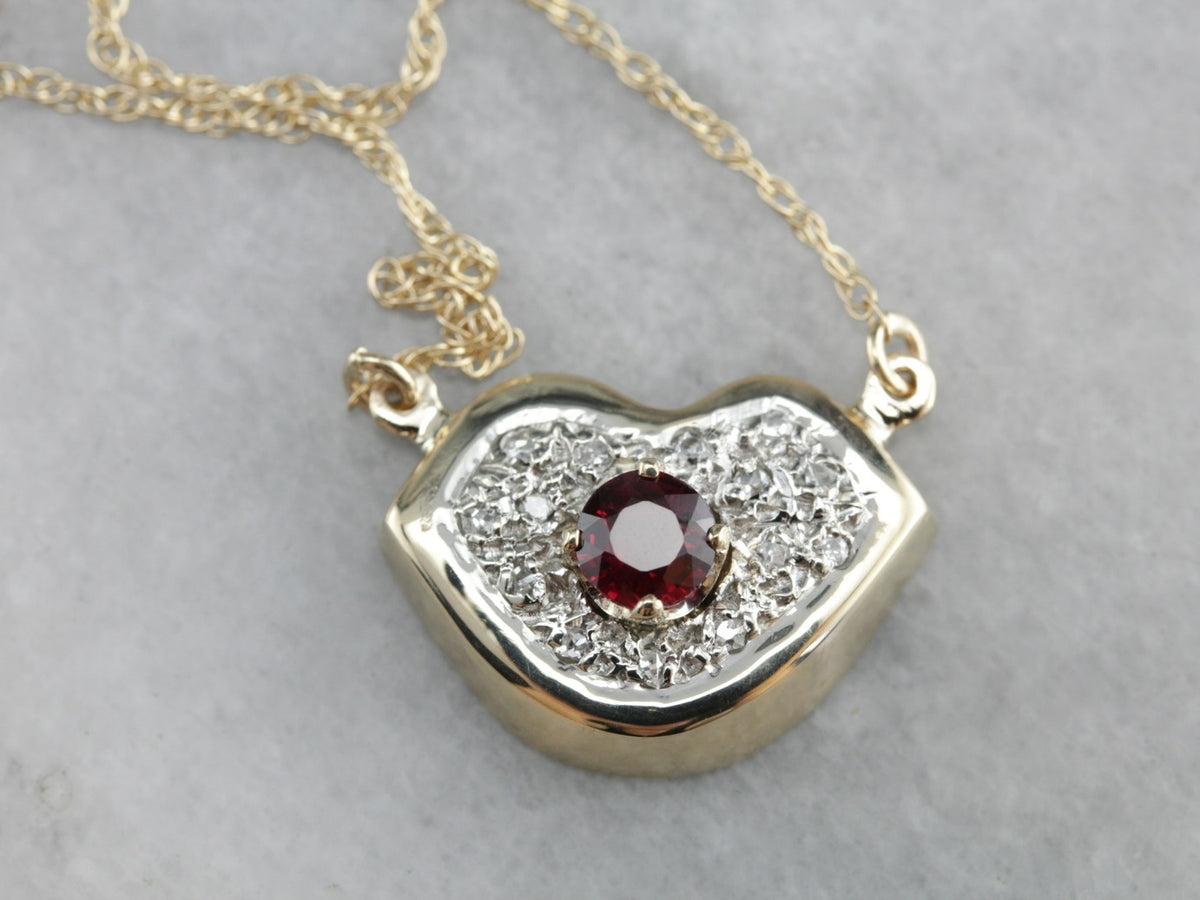 Modern Ruby Lips Necklace