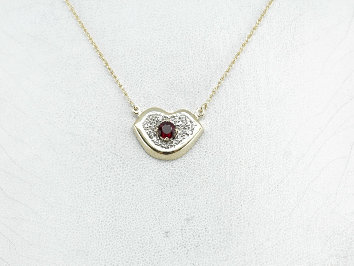 Modern Ruby Lips Necklace