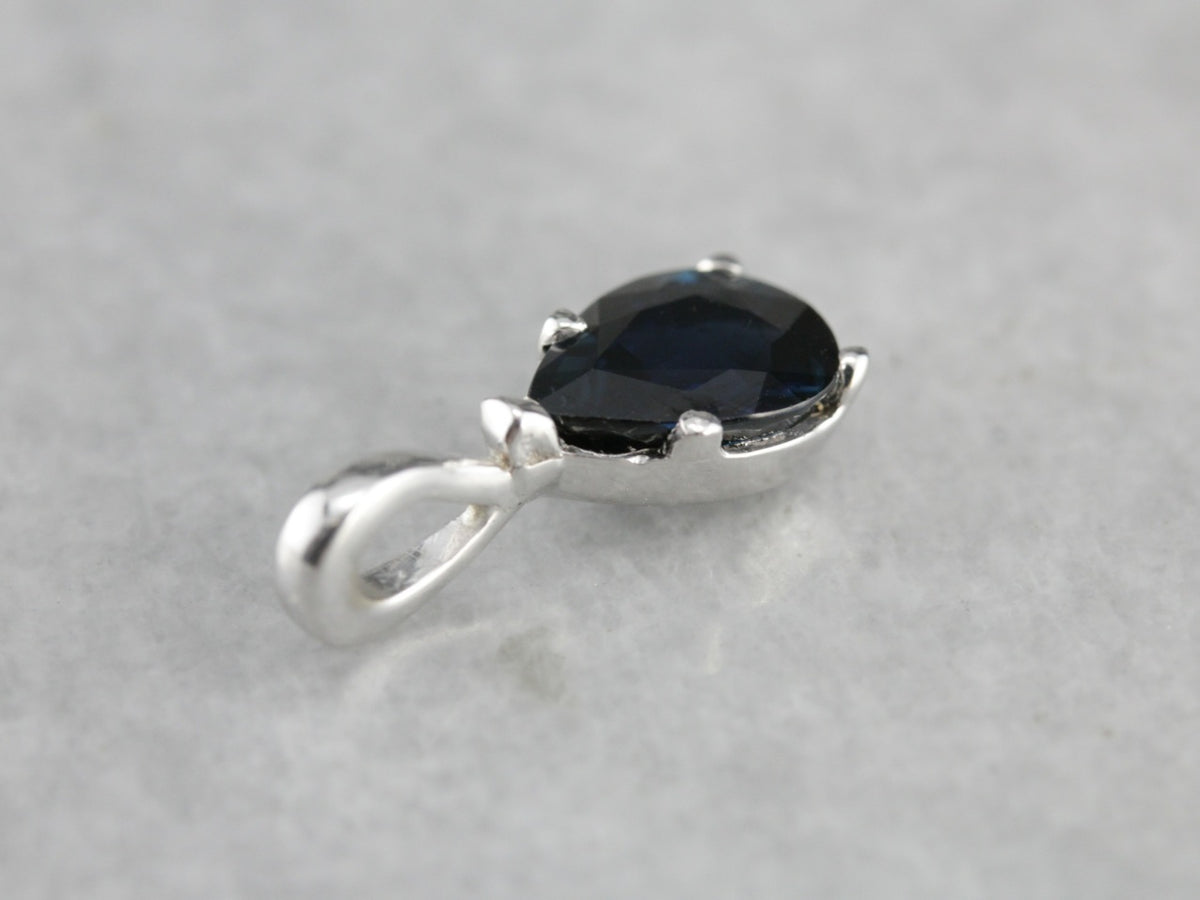Dark Sapphire Teardrop Pendant