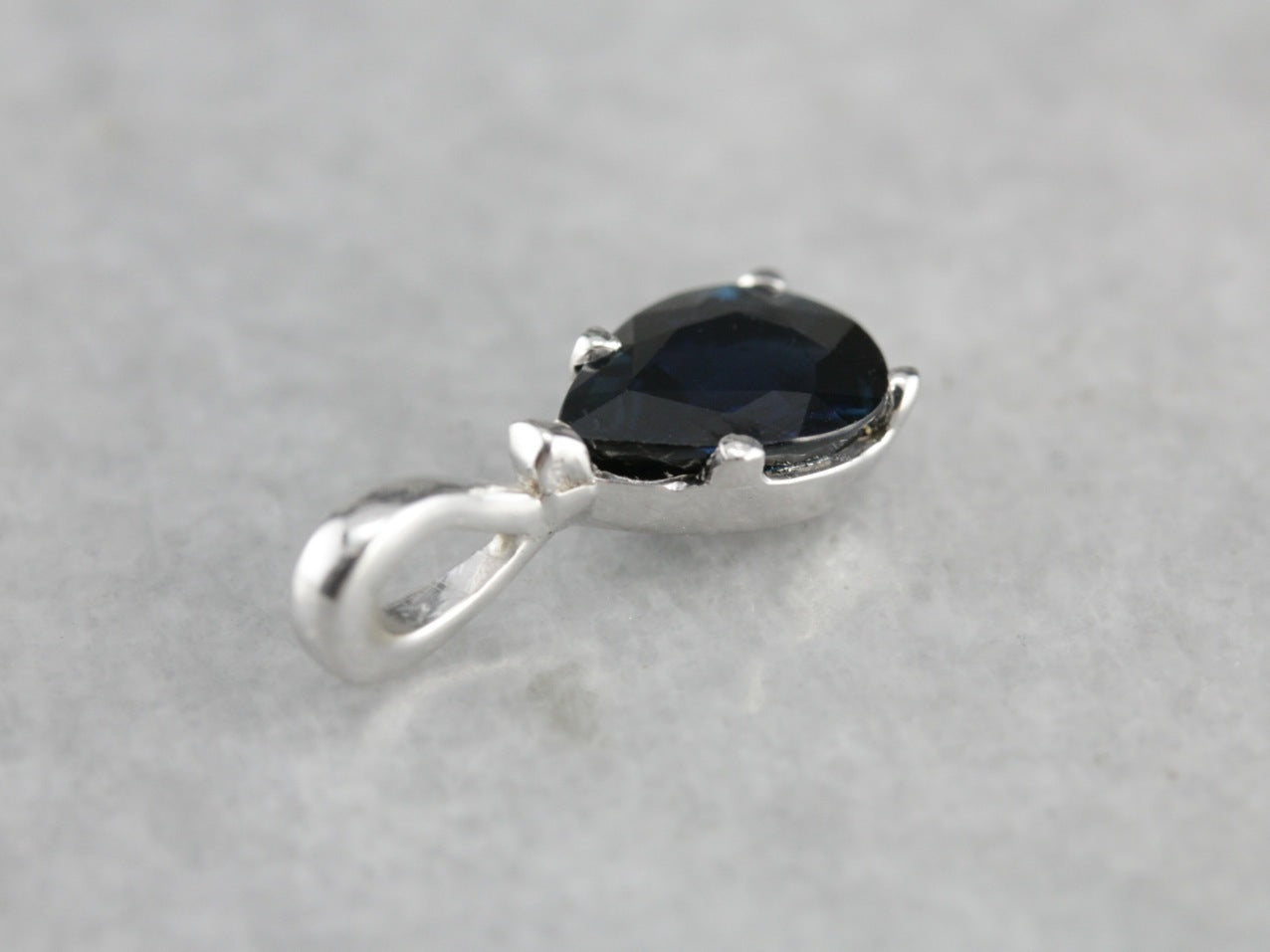Dark Sapphire Teardrop Pendant