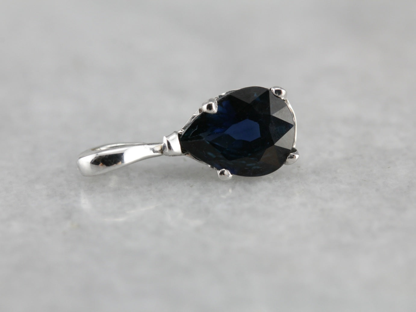Dark Sapphire Teardrop Pendant