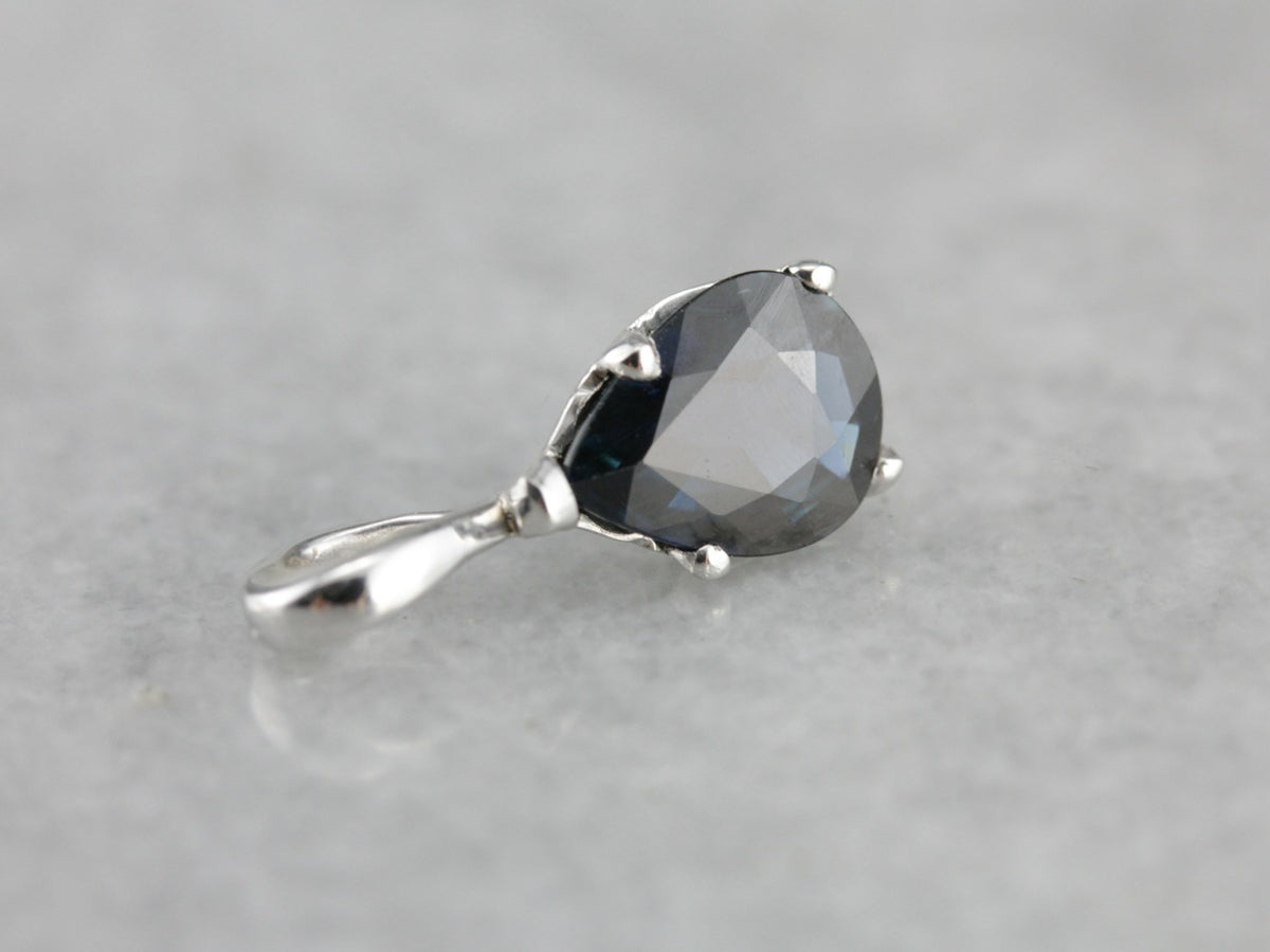 Dark Sapphire Teardrop Pendant