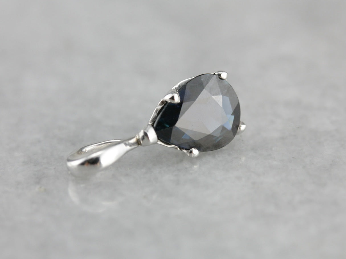 Dark Sapphire Teardrop Pendant