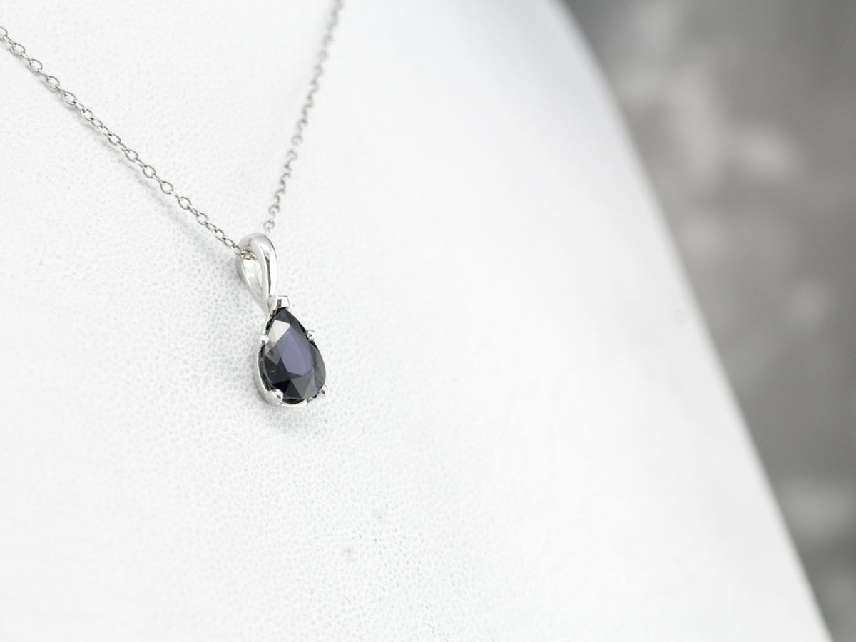 Dark Sapphire Teardrop Pendant