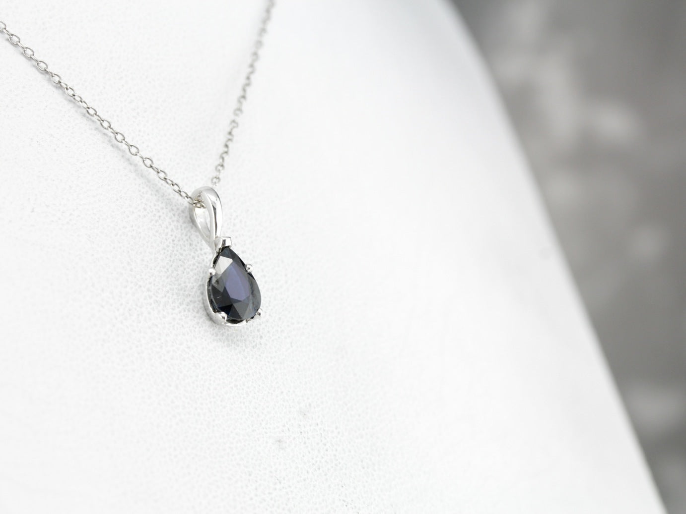 Dark Sapphire Teardrop Pendant