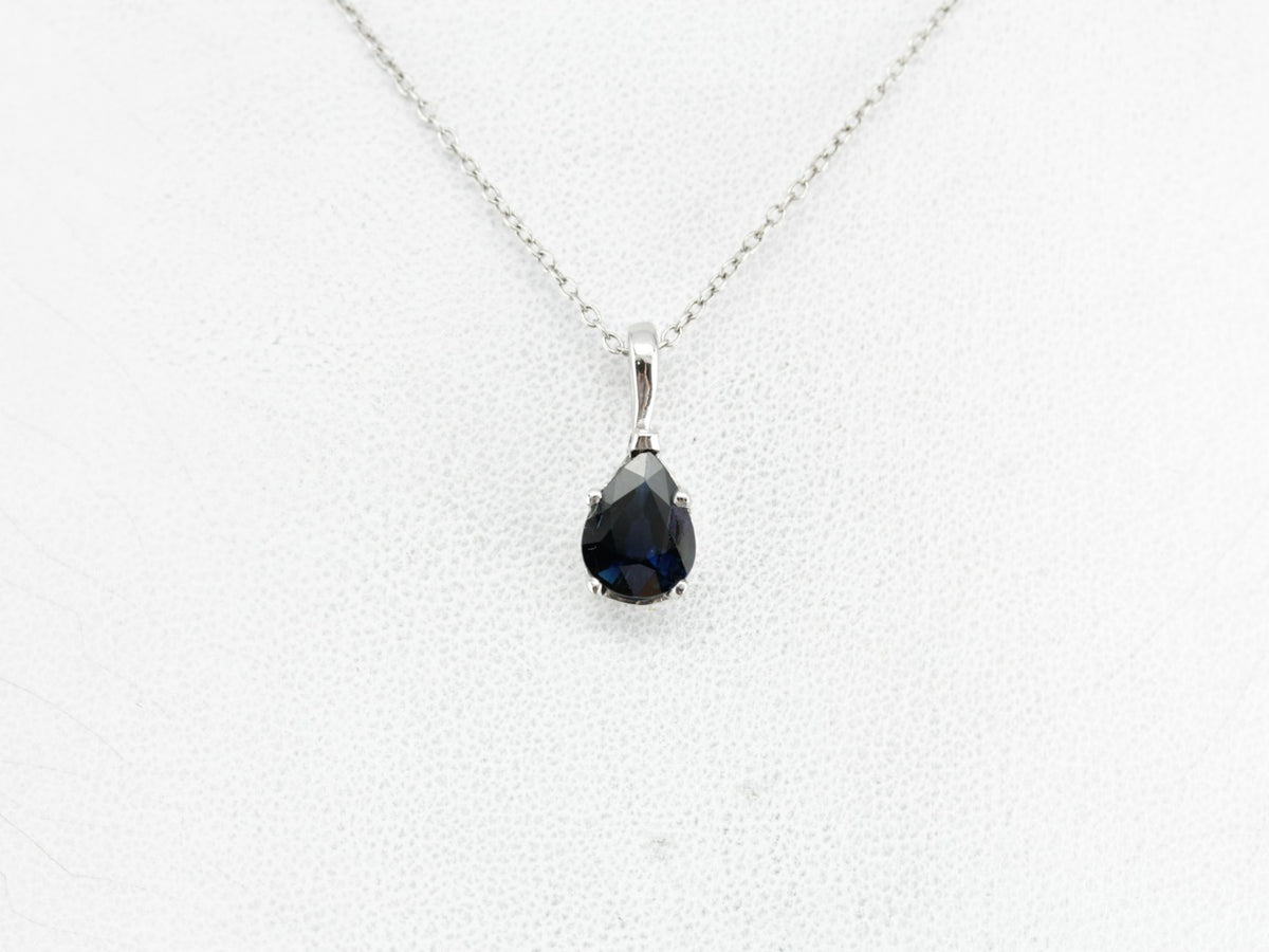 Dark Sapphire Teardrop Pendant