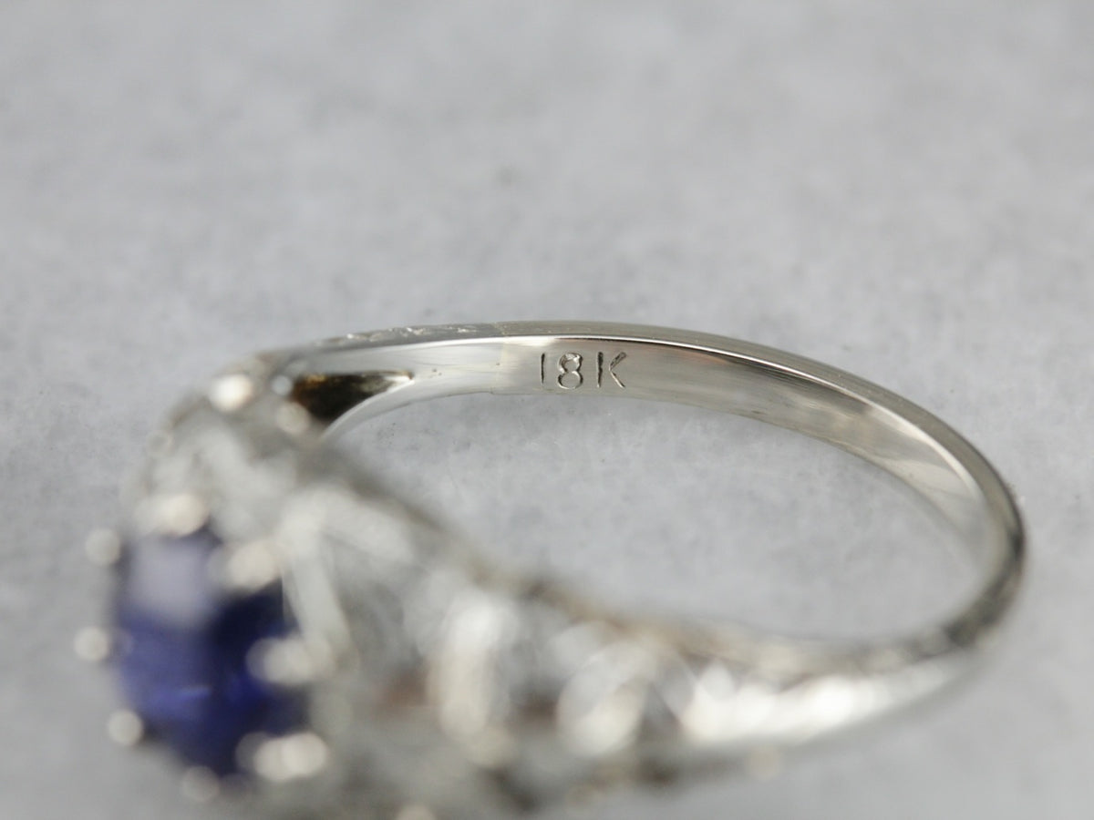 Art Deco Sapphire Solitaire Engagment Ring