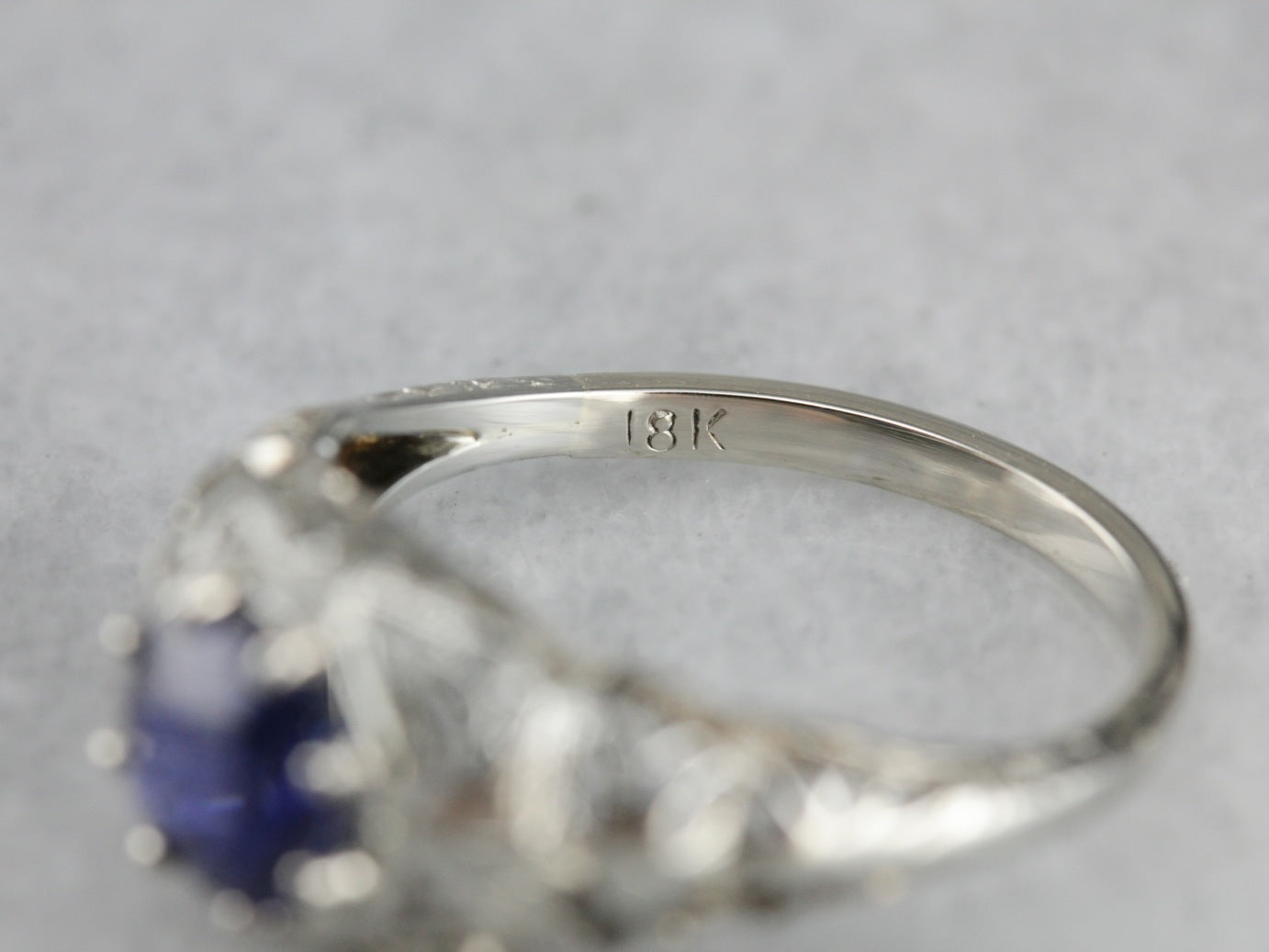 Art Deco Sapphire Solitaire Engagment Ring